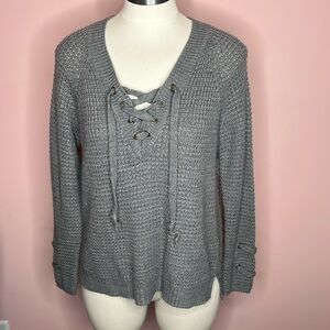 It's Our Time Gray Waffle Knit Gray Sweater